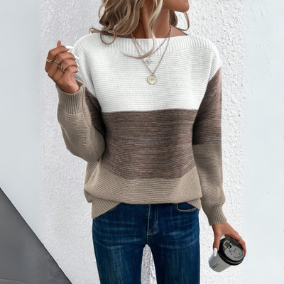 AMARIS PATCHWORK KNIT SWEATER