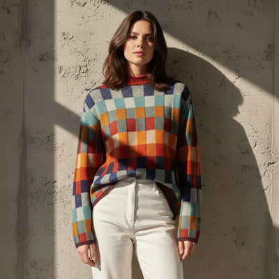 EMMA CHECKED MERINO JUMPER