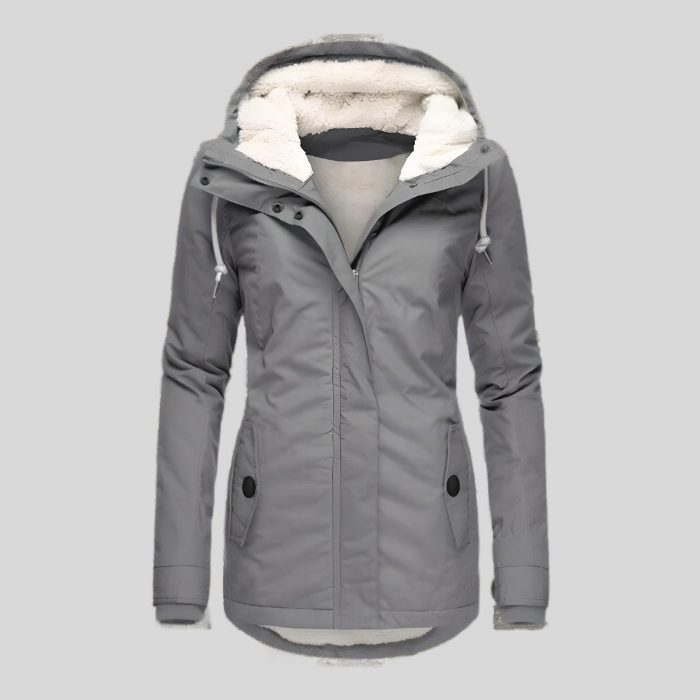 Alienor | Waterproof long jacket with hood and lining